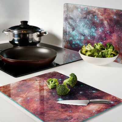 Szklana deska do krojenia z motywem kosmicznego pejzażu z gwiazdami