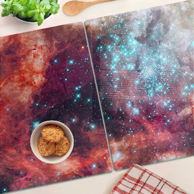 Szklana deska do krojenia z motywem kosmicznego pejzażu z gwiazdami