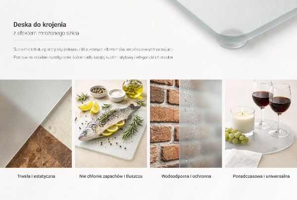 Szklana deska do krojenia Szklana deska do krojenia podwójna, półtransparentna