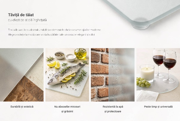 Szklana deska do krojenia Szklana deska do krojenia prostokątna, półtransparentna