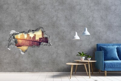 Fototapeta dziura na ścianę Most Brookliński o zachodzie słońca