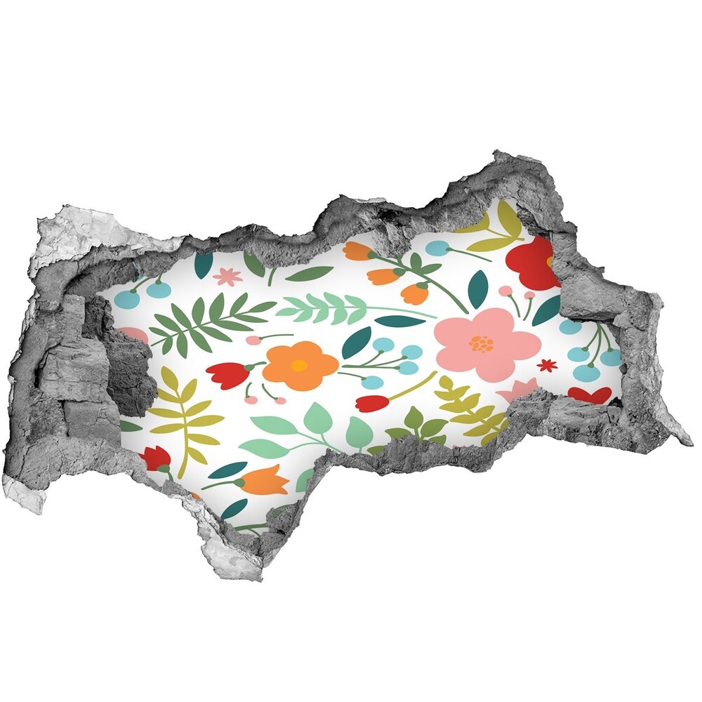 Naklejka 3D dziura na ścianę Kwiaty ilustracja