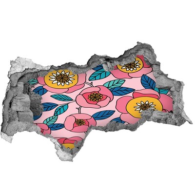 Naklejka 3D dziura na ścianę Różowe kwiaty