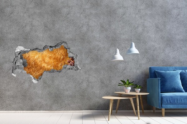 Naklejka 3D dziura samoprzylepna Złota dziura w ścianie