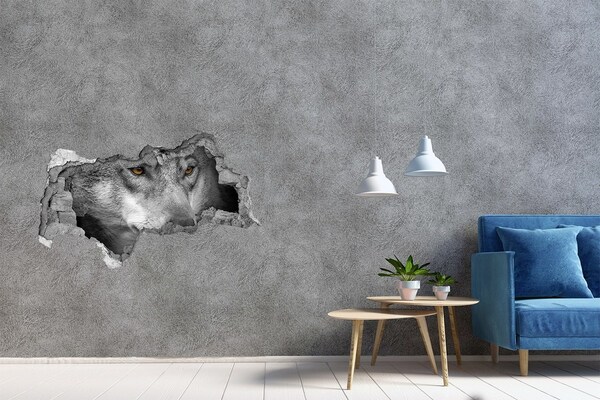 Dziura 3d fototapeta na ścianę naklejka Wilk