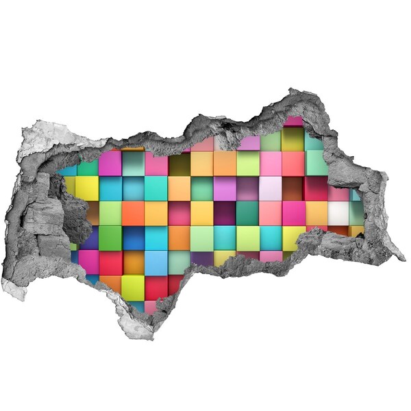 Fototapeta dziura na ścianę Kolorowe klocki w dziurze w ścianie