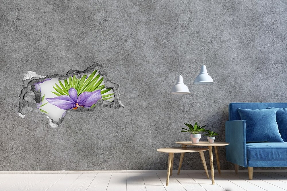 Naklejka 3D dziura na ścianę beton Orchidea