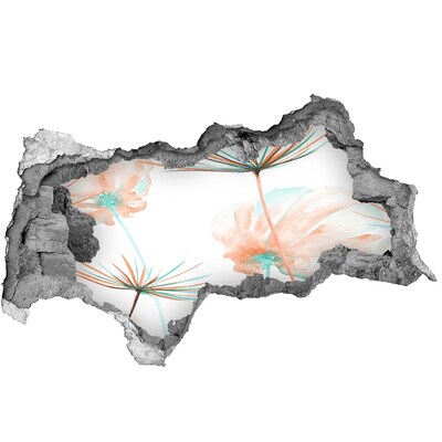 Naklejka 3D dziura na ścianę Kwiatowy pejzaż przez dziurę w ścianie