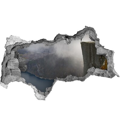 Dziura 3d w ścianie naklejka Widok z klifu nad fiordem