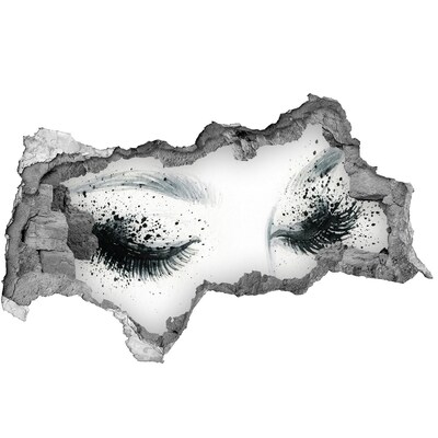 Fototapeta dziura na ścianę Zamknięte oczy w dziurze w ścianie