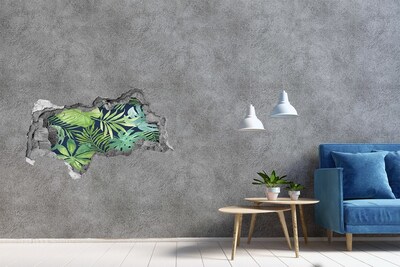 Naklejka 3D dziura na ścianę Tropikalne liście