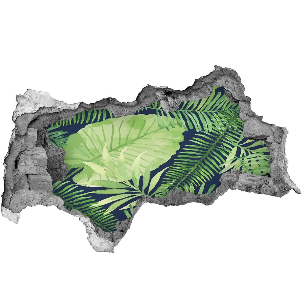 Naklejka 3D dziura na ścianę Tropikalne liście