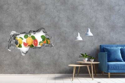 Naklejka 3D dziura na ścianę Owoce cytrusowe