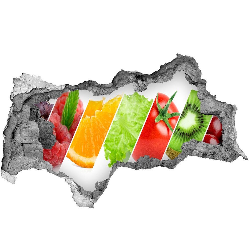 Naklejka 3D dziura samoprzylepna Owoce i warzywa