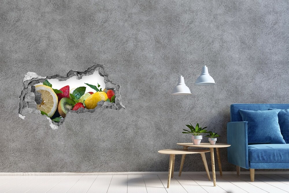 Naklejka 3D dziura na ścianę Owoce i warzywa