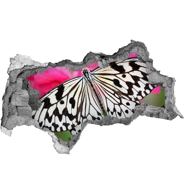 Dziura 3d fototapeta naklejka Motyl na kwiatku