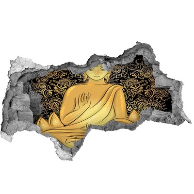 Dziura 3d foto tapeta naklejka Złoty Budda w otoczeniu mandali