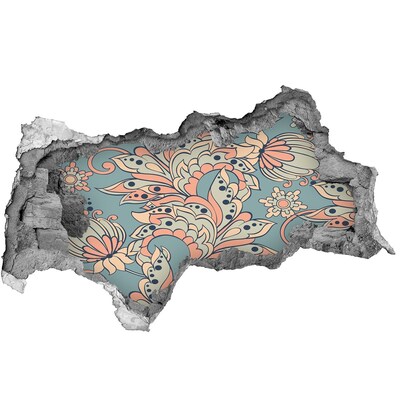 Naklejka 3D dziura na ścianę Kwiaty etniczne