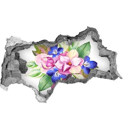 Naklejka 3D dziura na ścianę Bukiet kwiatków