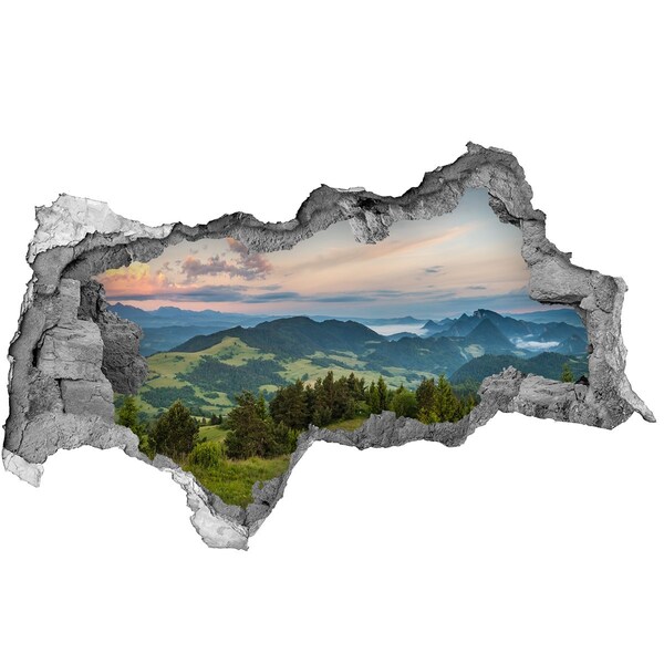 Dziura 3d w ścianie naklejka Panorama Pieniny