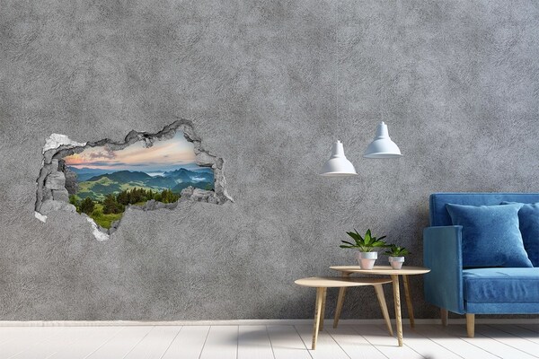 Dziura 3d w ścianie naklejka Panorama Pieniny