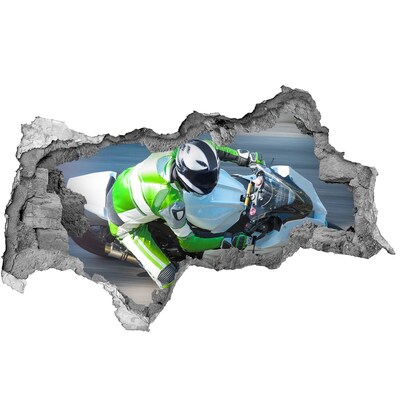 Fototapeta dziura na ścianę 3d Motocyklowy wyścig w akcji