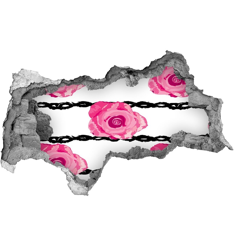 Naklejka 3D dziura samoprzylepna cegła Róże