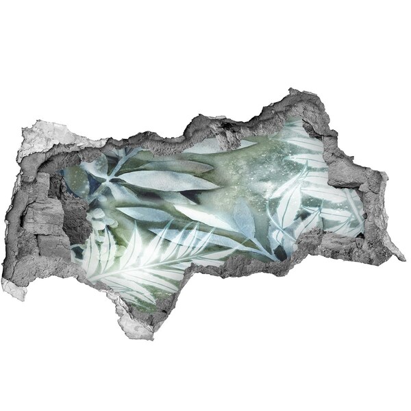 Naklejka 3D dziura na ścianę samoprzylepna Liście