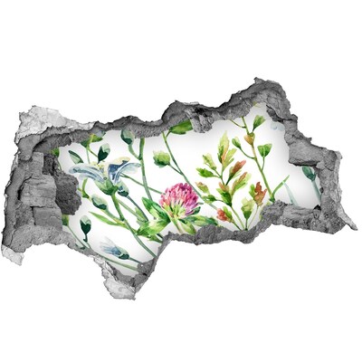 Naklejka 3D dziura na ścianę Dzikie kwiaty