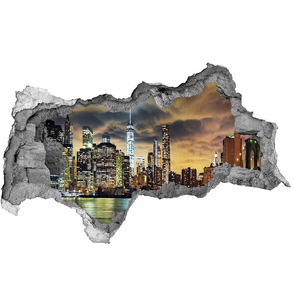 Fototapeta dziura na ścianę Nowojorska panorama nocą