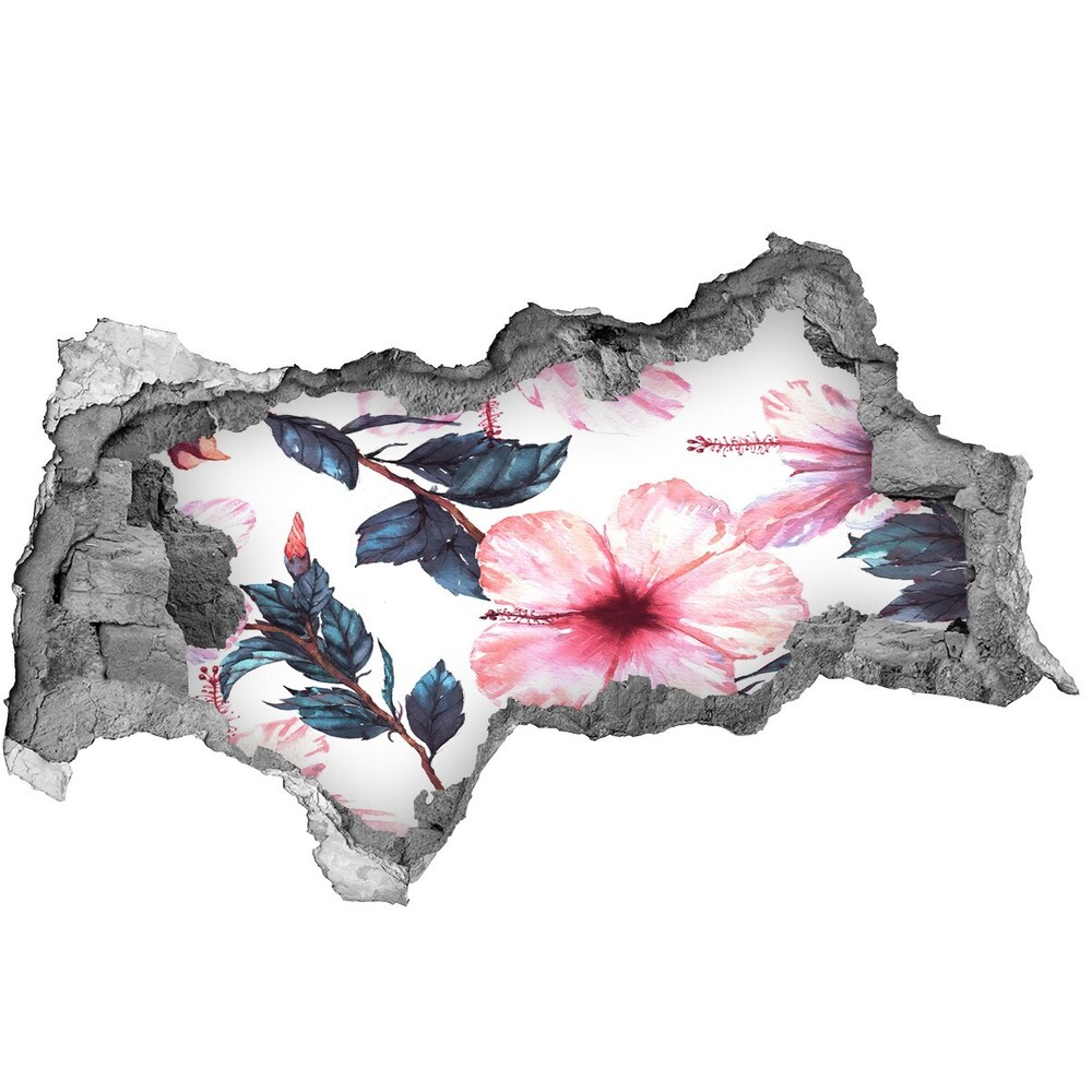 Naklejka 3D dziura na ścianę Kwiaty hibiskusa
