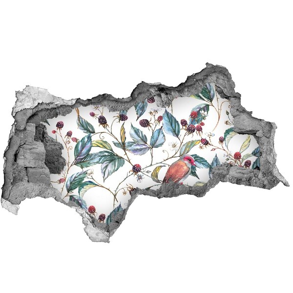 Naklejka 3D dziura na ścianę Ptak wśród jeżyn