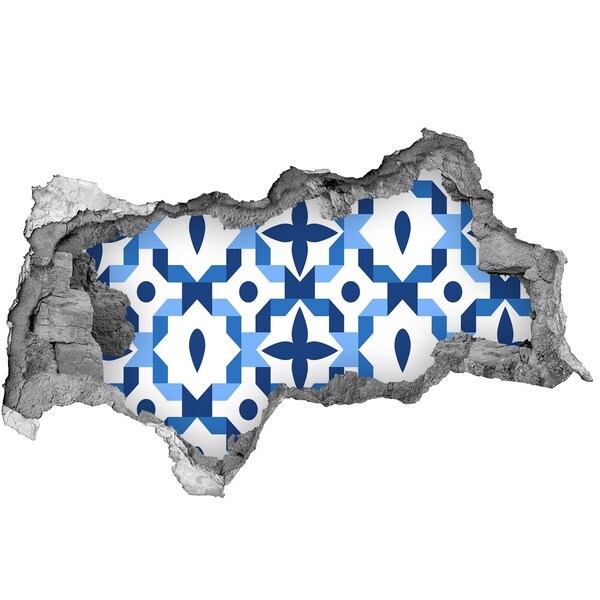 Fototapeta dziura na ścianę Niebieskie wzory na ścianie