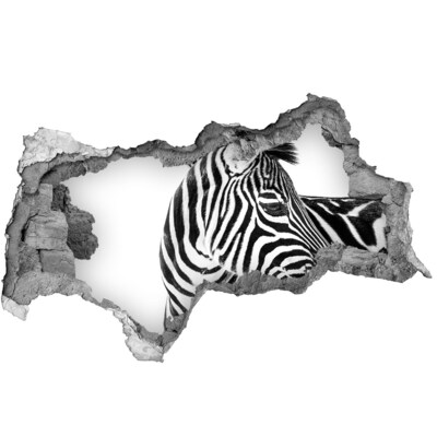 Dziura 3d fototapeta naklejka Zebra w dziurze w ścianie