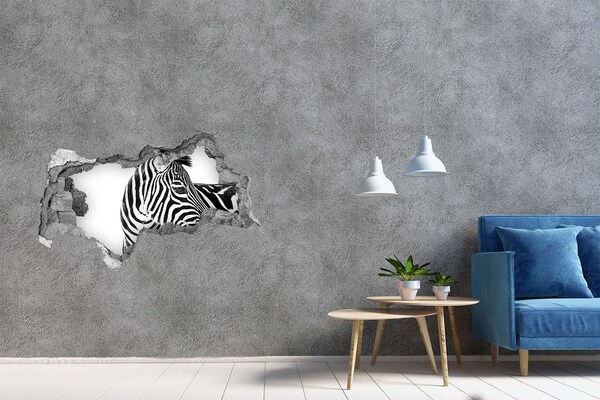Dziura 3d fototapeta naklejka Zebra w dziurze w ścianie