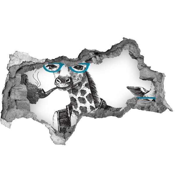 Dziura 3d fototapeta naklejka Żyrafa w okularach