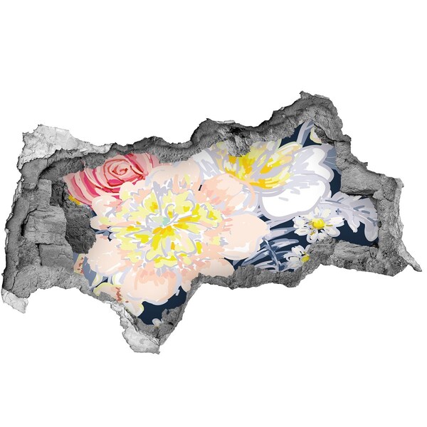 Naklejka 3D dziura na ścianę Kwiatowy ogród za ścianą