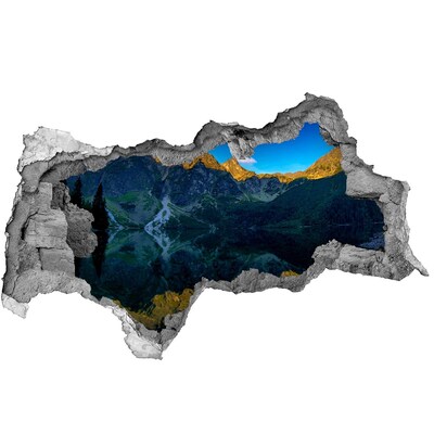 Dziura 3d w ścianie naklejka Górski krajobraz z jeziorem