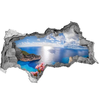 Dziura 3d w ścianie naklejka Widok z urwiska nad morzem