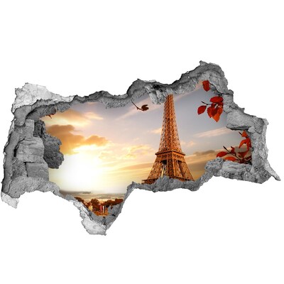 Fototapeta dziura na ścianę 3d Wieża Eiffla w zachodzącym słońcu