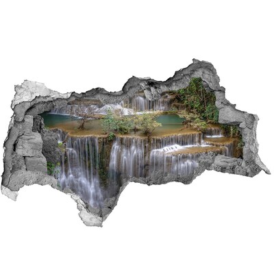 Dziura 3d w ścianie naklejka Wodospad w lesie