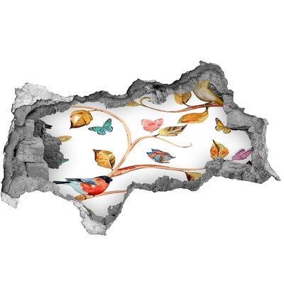 Dziura 3d fototapeta naklejka Ogród w dziurze w ścianie