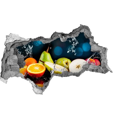 Naklejka 3D dziura okleina Owoce i woda