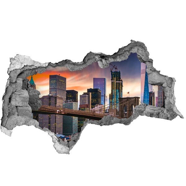 Fototapeta dziura na ścianę 3d Most Brooklyński w Nowym Jorku