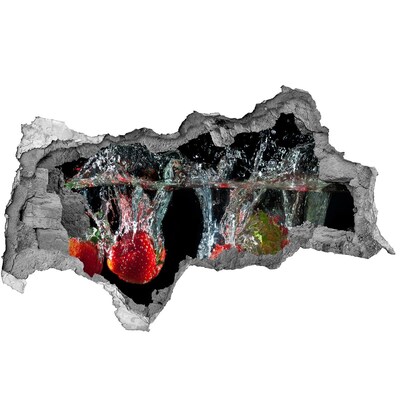 Naklejka 3D dziura na ścianę Truskawki pod wodą