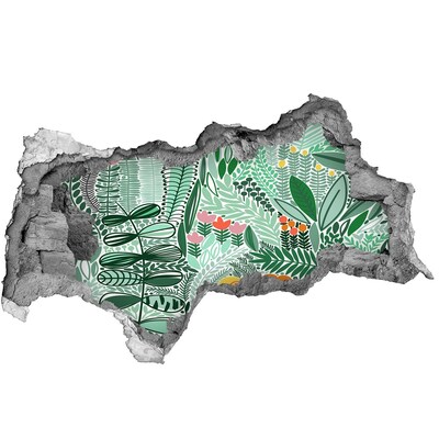 Naklejka 3D dziura na ścianę Kwiatowy ogród w dziurze w ścianie