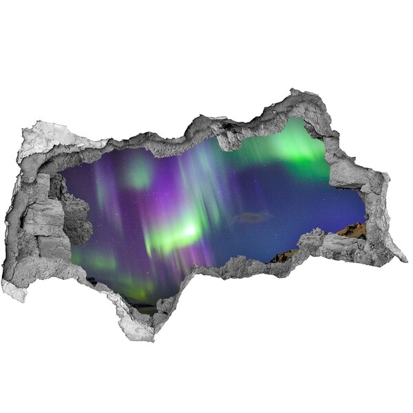 Dziura 3d w ścianie naklejka Zorza polarna