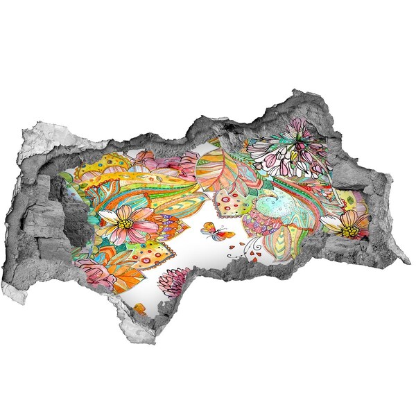Dziura 3d fototapeta naklejka Ptak i ornamenty
