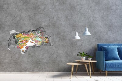 Dziura 3d fototapeta naklejka Ptak i ornamenty