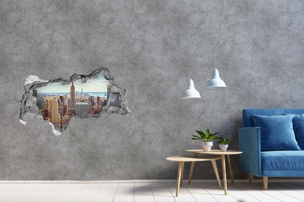 Fototapeta dziura na ścianę 3d Nowy Jork lot ptaka